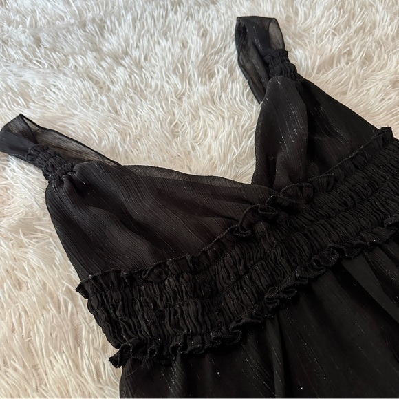 Vintage Jordache Y2K Black Babydoll Tunic Top Metallic Juniors Size Large - Picture 14 of 15